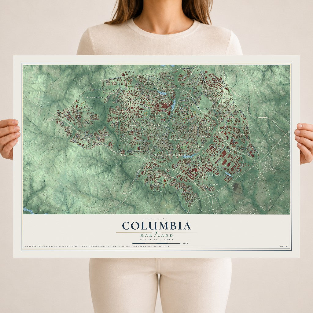 Map of Columbia, Maryland, 18 x 24 inch unframed archival matte print