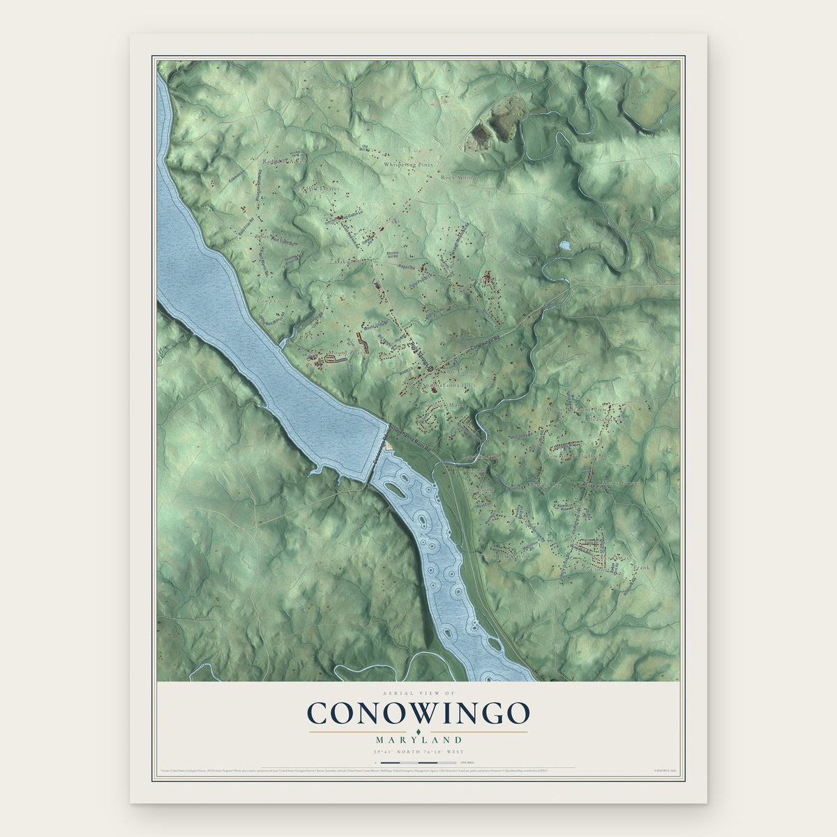 Conowingo, Maryland map print, the full design