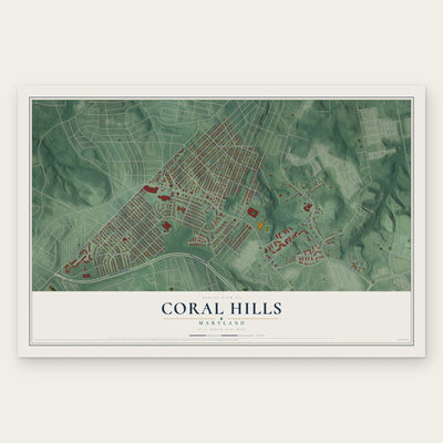Coral Hills, Maryland map print, the full design