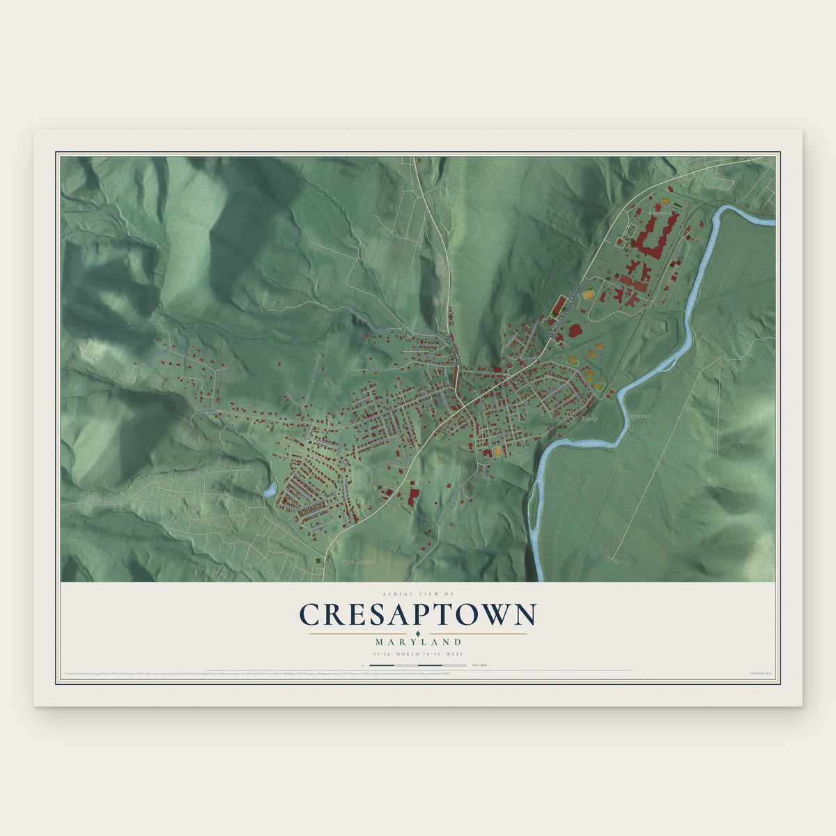 Cresaptown, Maryland map print, the full design