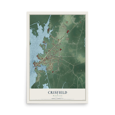 Map of Crisfield, Maryland, 12 x 18 inch unframed archival matte print