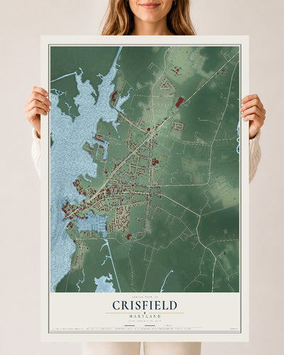 Map of Crisfield, Maryland, 24 x 36 inch unframed archival matte print