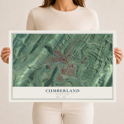 Map of Cumberland, Maryland, 12 x 18 inch unframed archival matte print