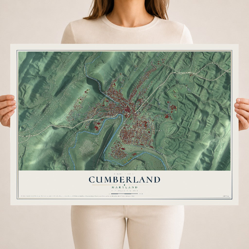 Map of Cumberland, Maryland, 18 x 24 inch unframed archival matte print