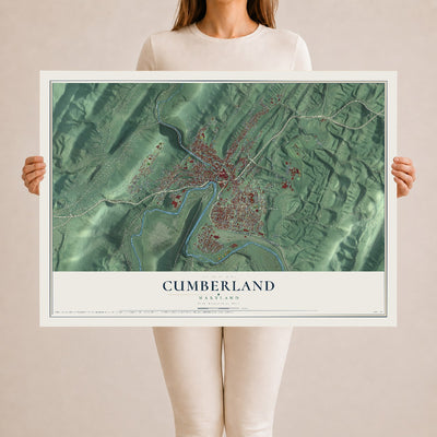 Map of Cumberland, Maryland, 24 x 36 inch unframed archival matte print