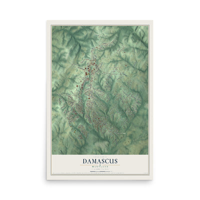Map of Damascus, Maryland, 12 x 18 inch unframed archival matte print