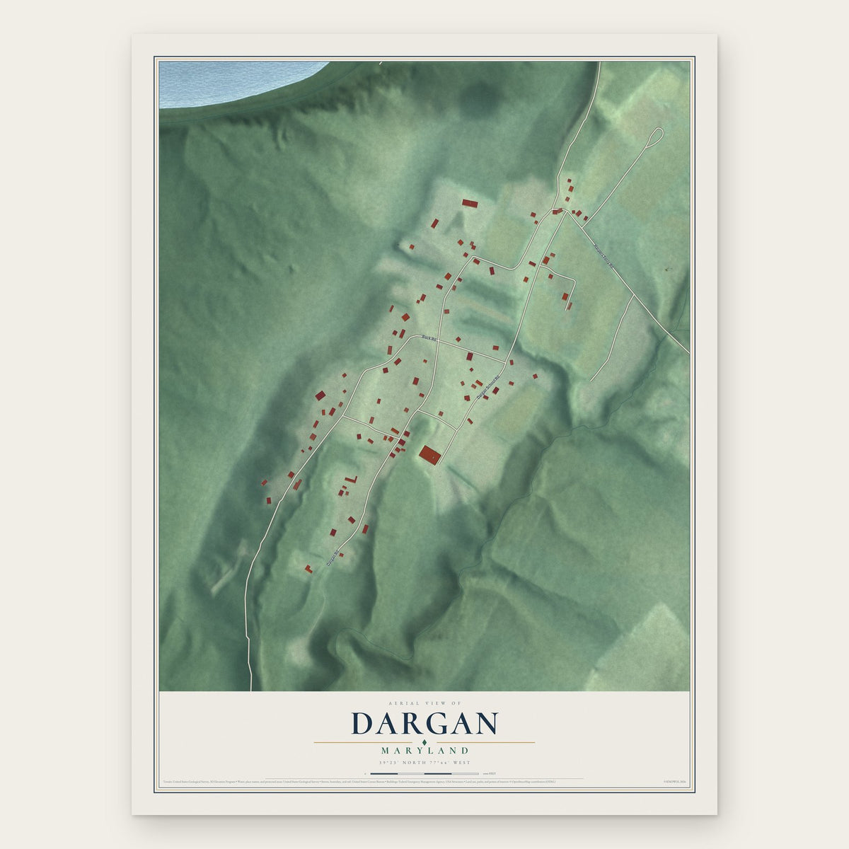 Dargan, Maryland map print, the full design