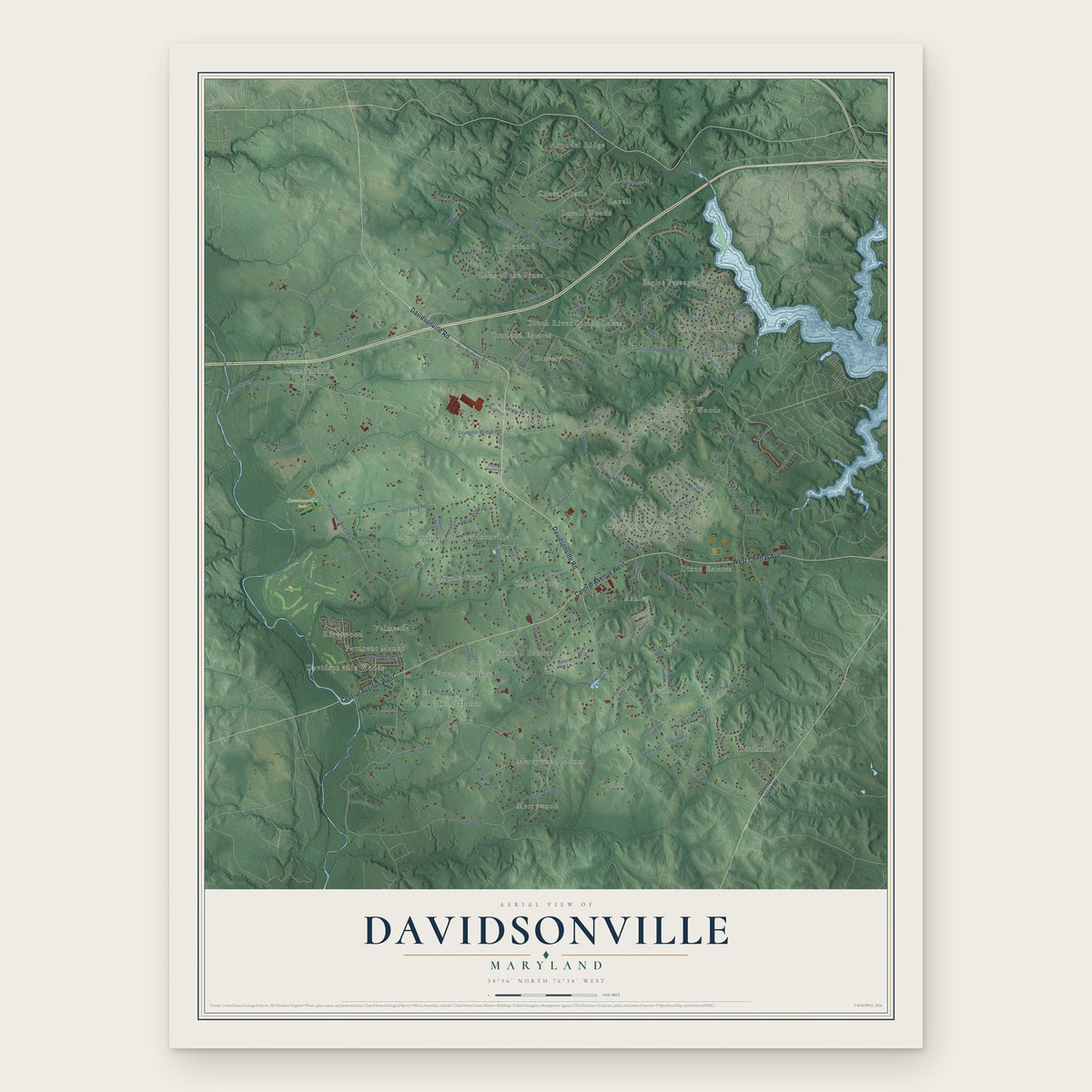 Davidsonville, Maryland map print, the full design