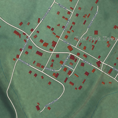 Close-up of the map of Deer Park, Maryland print showing street and building detail