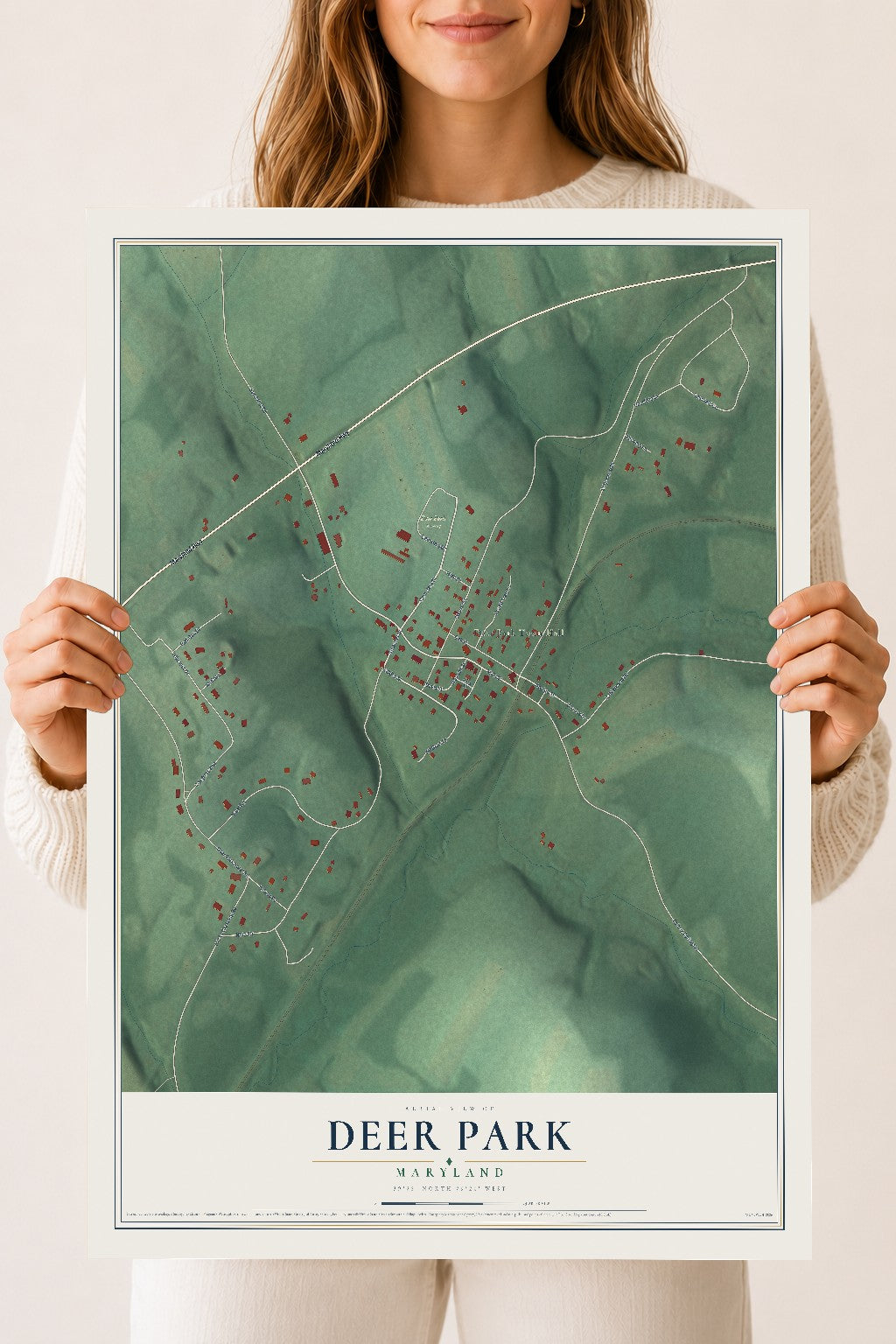 Map of Deer Park, Maryland, 18 x 24 inch unframed archival matte print