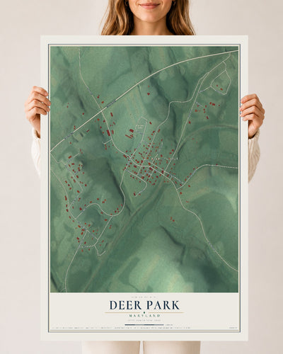 Map of Deer Park, Maryland, 24 x 36 inch unframed archival matte print