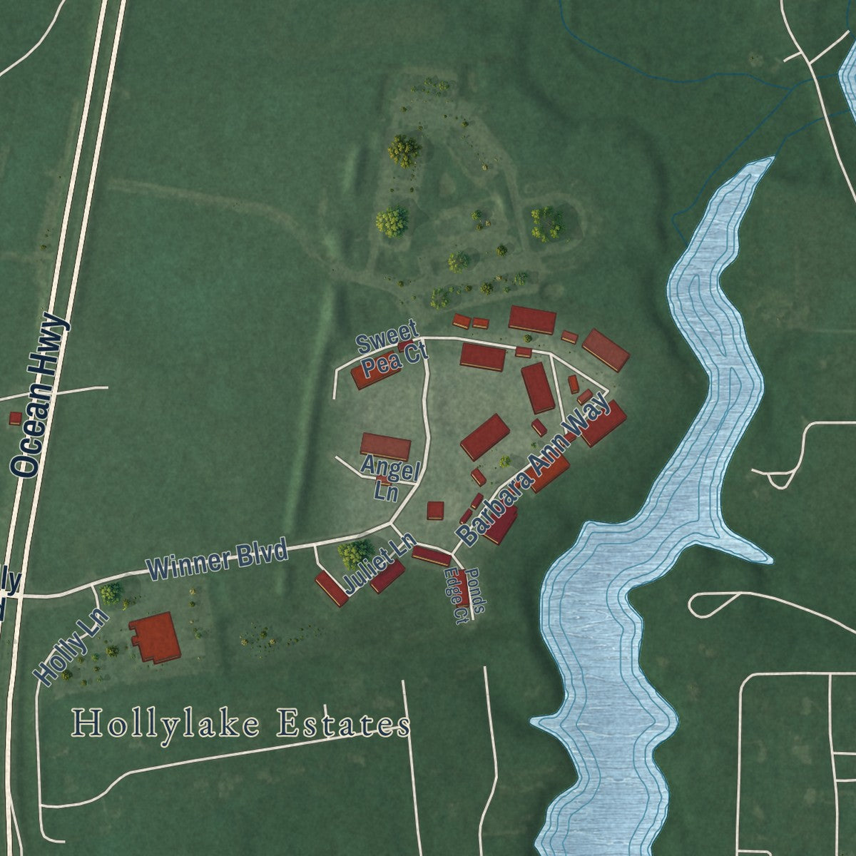 Second close-up of the map of Delmar, Maryland print showing more streets and buildings