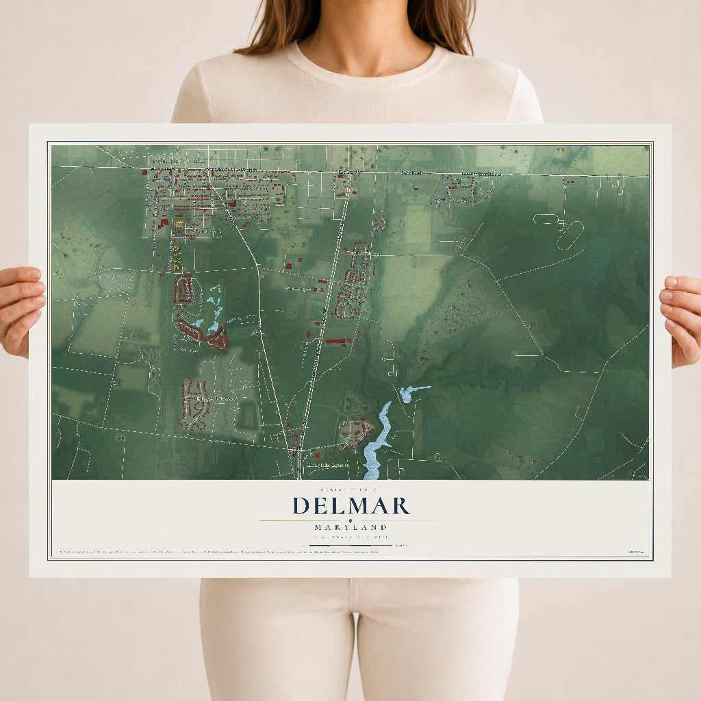 Map of Delmar, Maryland, 18 x 24 inch unframed archival matte print