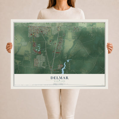 Map of Delmar, Maryland, 24 x 36 inch unframed archival matte print