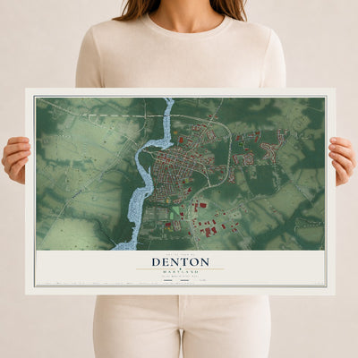 Map of Denton, Maryland, 12 x 18 inch unframed archival matte print