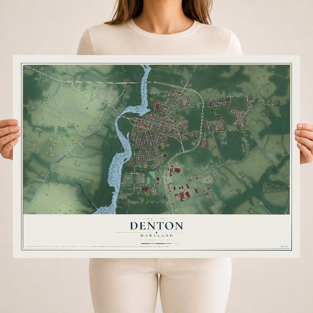 Map of Denton, Maryland, 18 x 24 inch unframed archival matte print