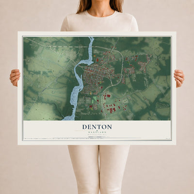 Map of Denton, Maryland, 24 x 36 inch unframed archival matte print