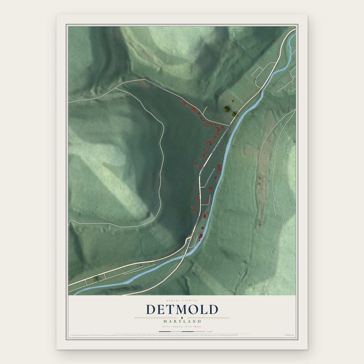 Detmold, Maryland map print, the full design