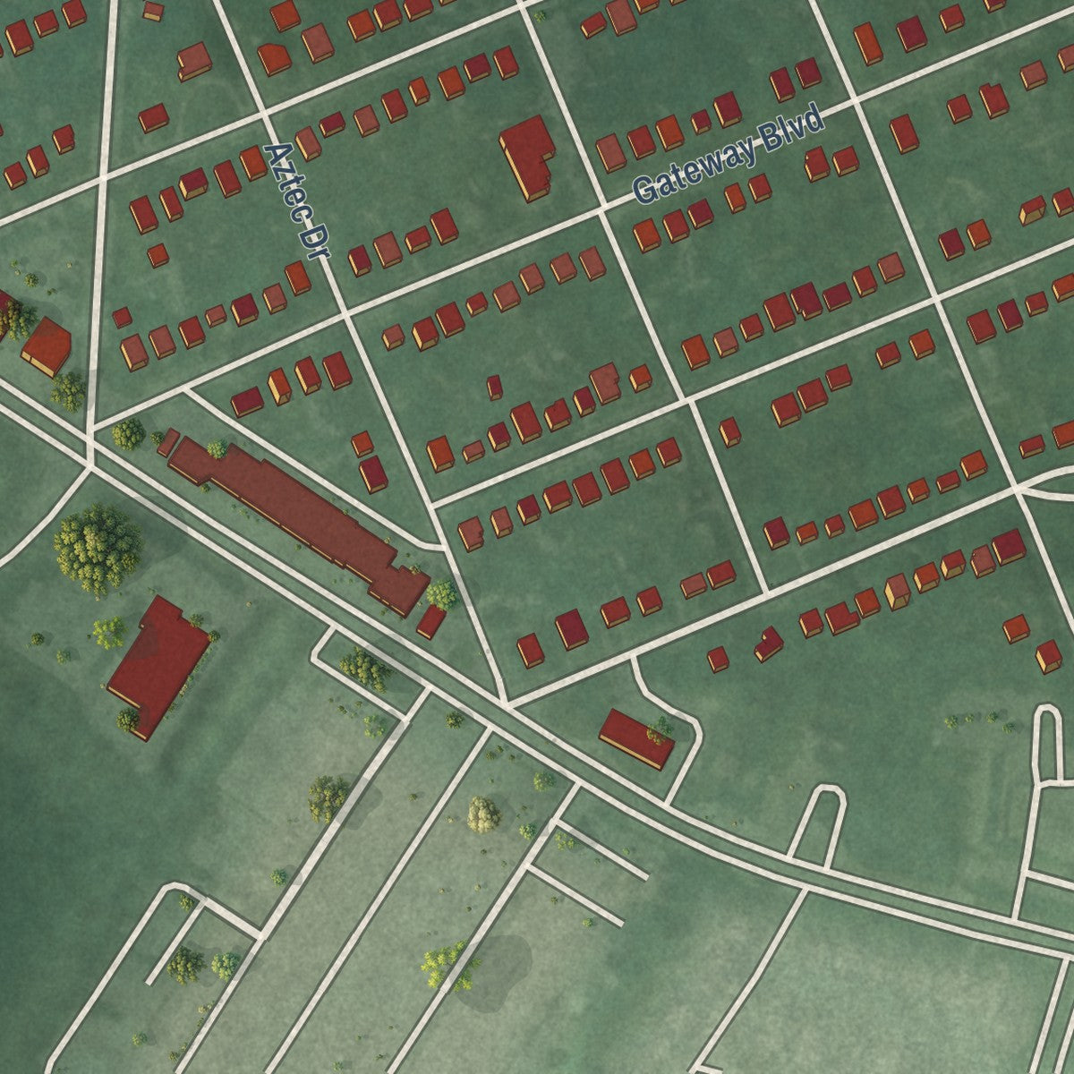Close-up of the map of District Heights, Maryland print showing street and building detail