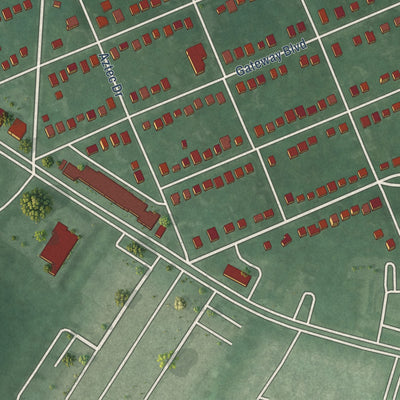 Close-up of the map of District Heights, Maryland print showing street and building detail