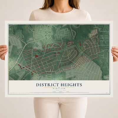 Map of District Heights, Maryland, 18 x 24 inch unframed archival matte print