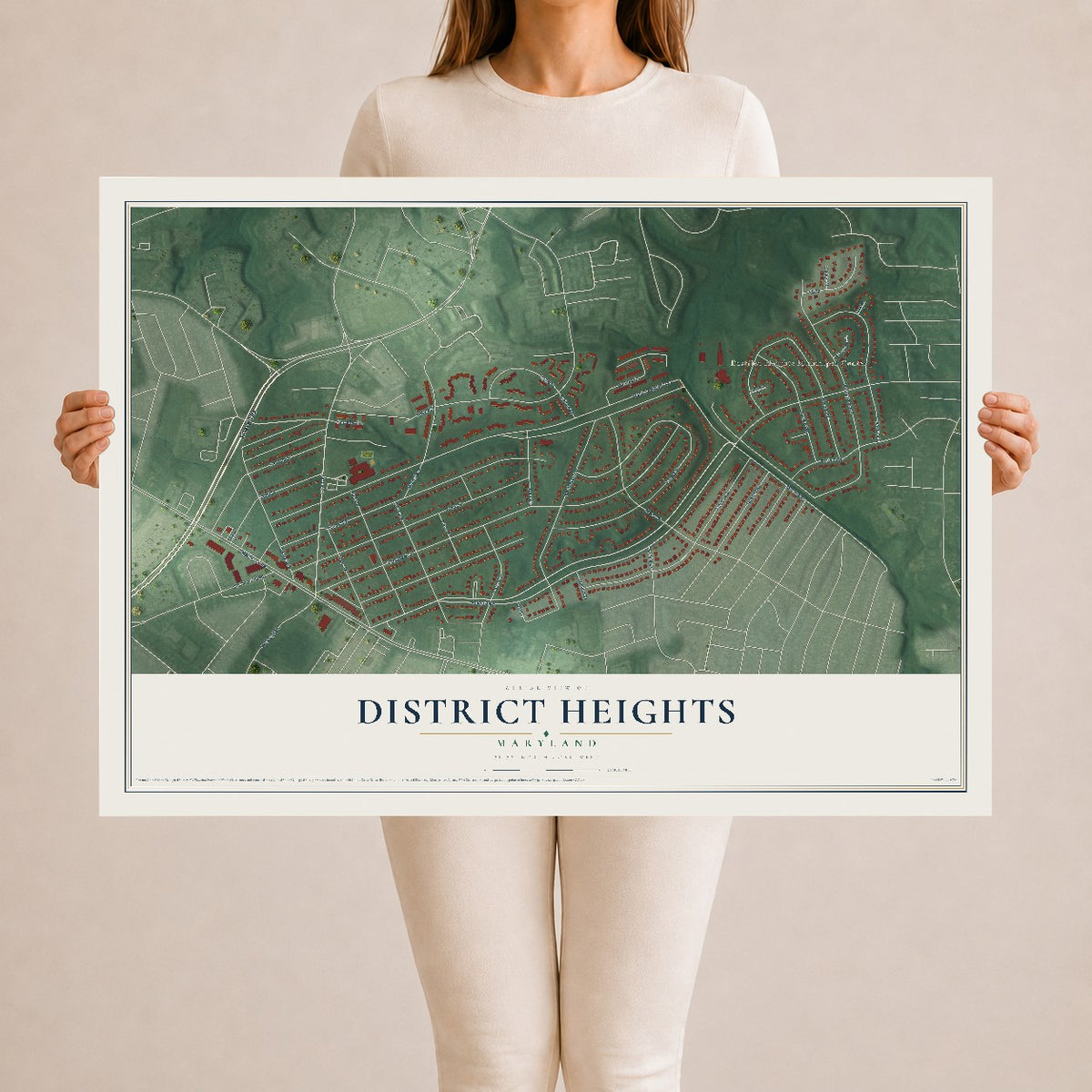 Map of District Heights, Maryland, 24 x 36 inch unframed archival matte print
