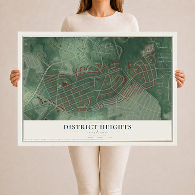 Map of District Heights, Maryland, 24 x 36 inch unframed archival matte print