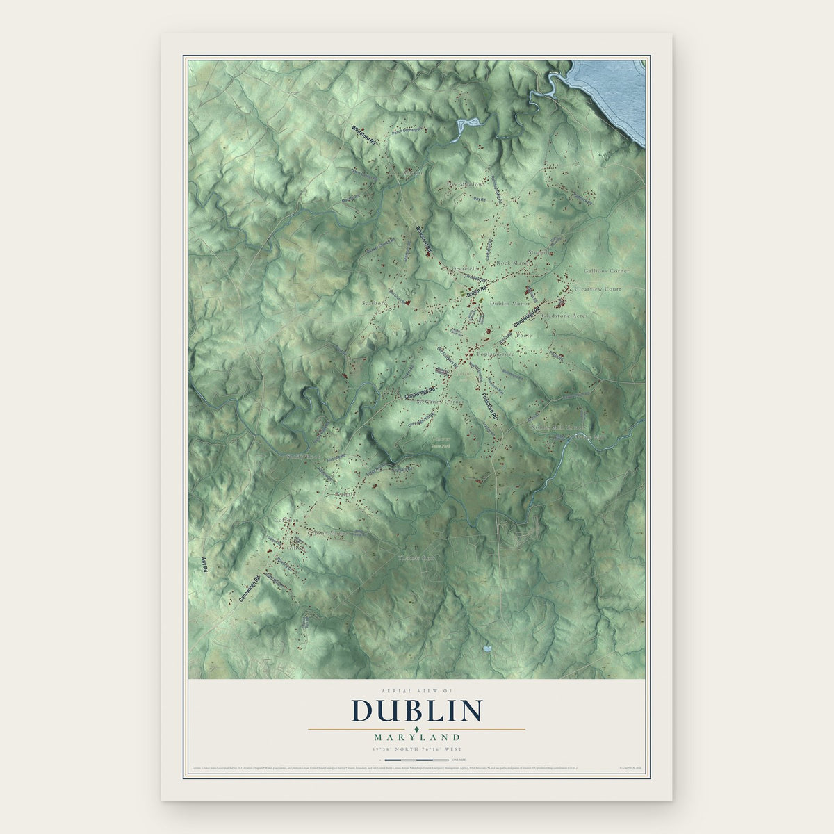 Dublin, Maryland map print, the full design