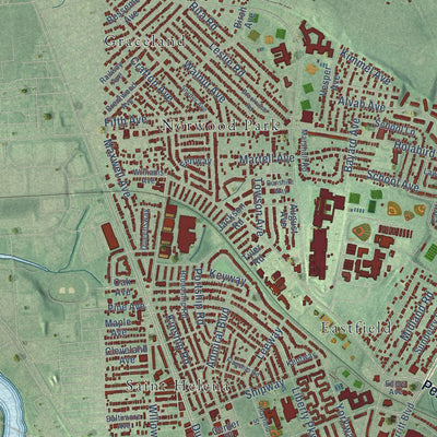 Second close-up of the map of Dundalk, Maryland print showing more streets and buildings