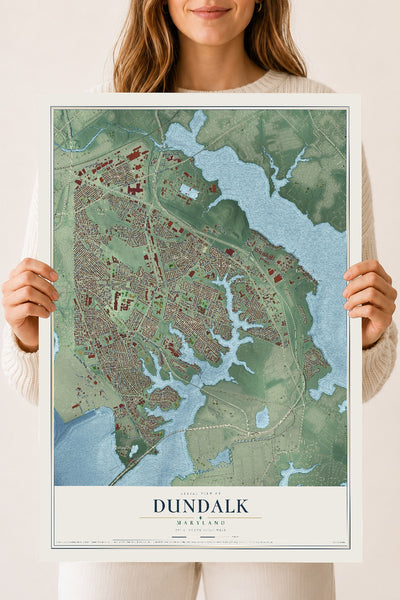 Map of Dundalk, Maryland, 18 x 24 inch unframed archival matte print