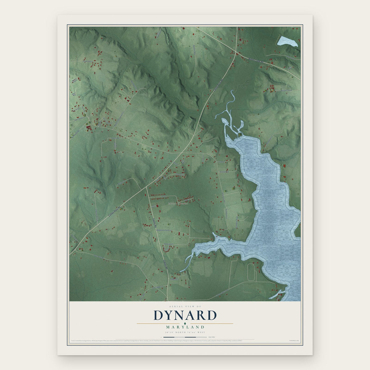 Dynard, Maryland map print, the full design