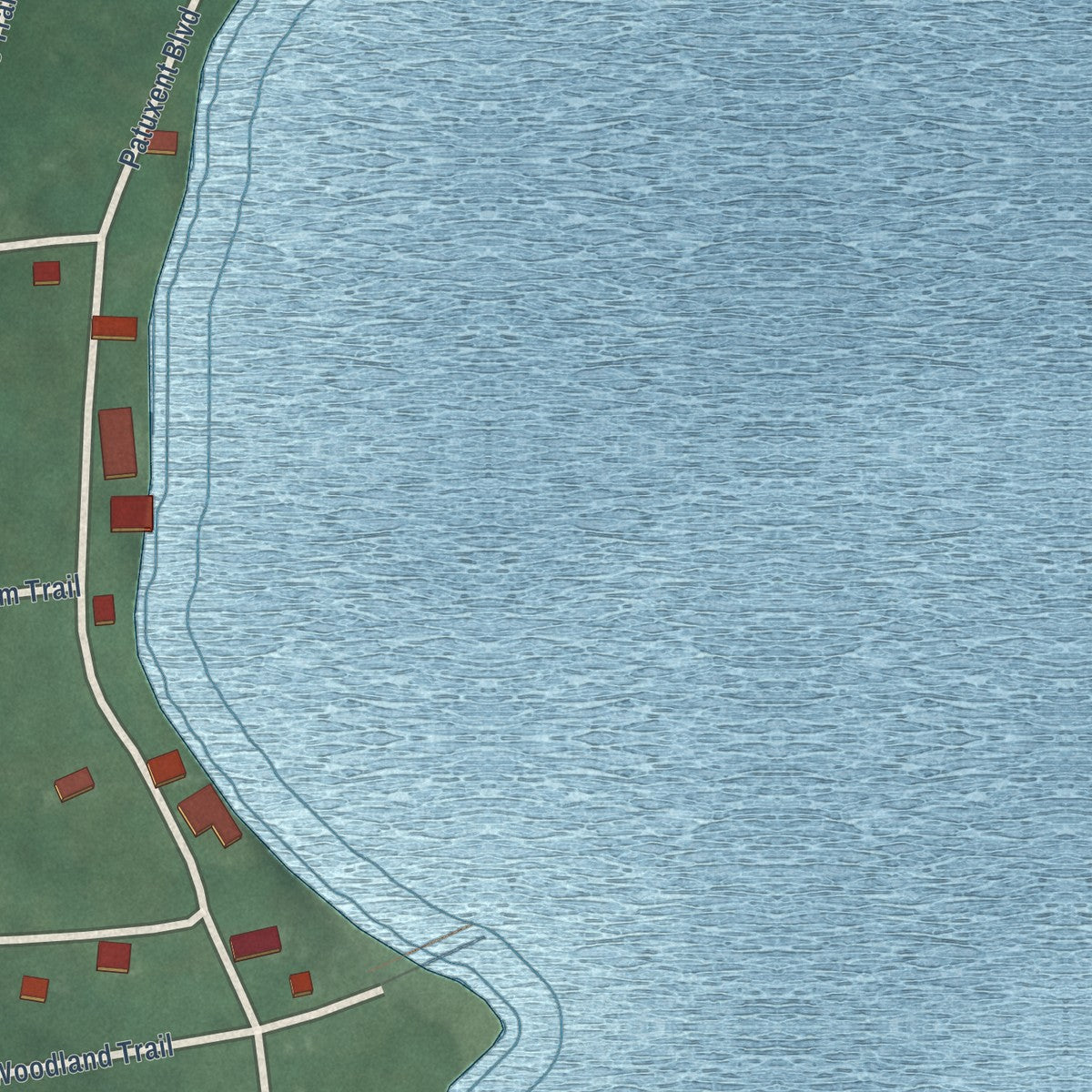 Close-up of the map of Eagle Harbor, Maryland print showing street and building detail