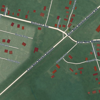 Second close-up of the map of East New Market, Maryland print showing more streets and buildings