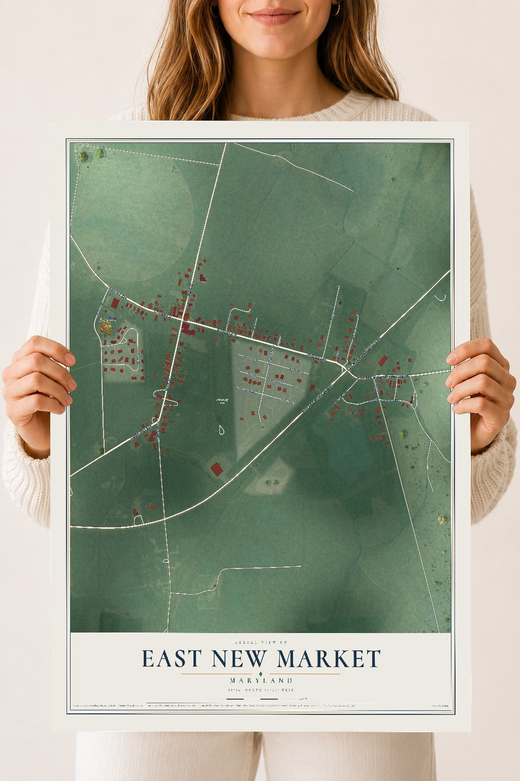 Map of East New Market, Maryland, 18 x 24 inch unframed archival matte print