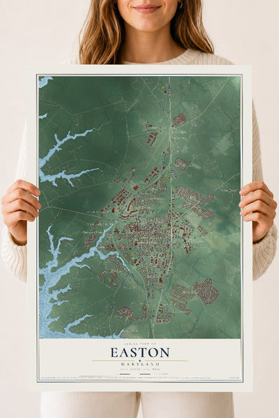 Map of Easton, Maryland, 18 x 24 inch unframed archival matte print