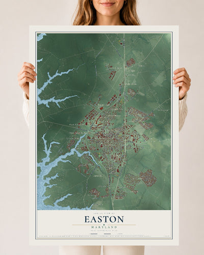 Map of Easton, Maryland, 24 x 36 inch unframed archival matte print