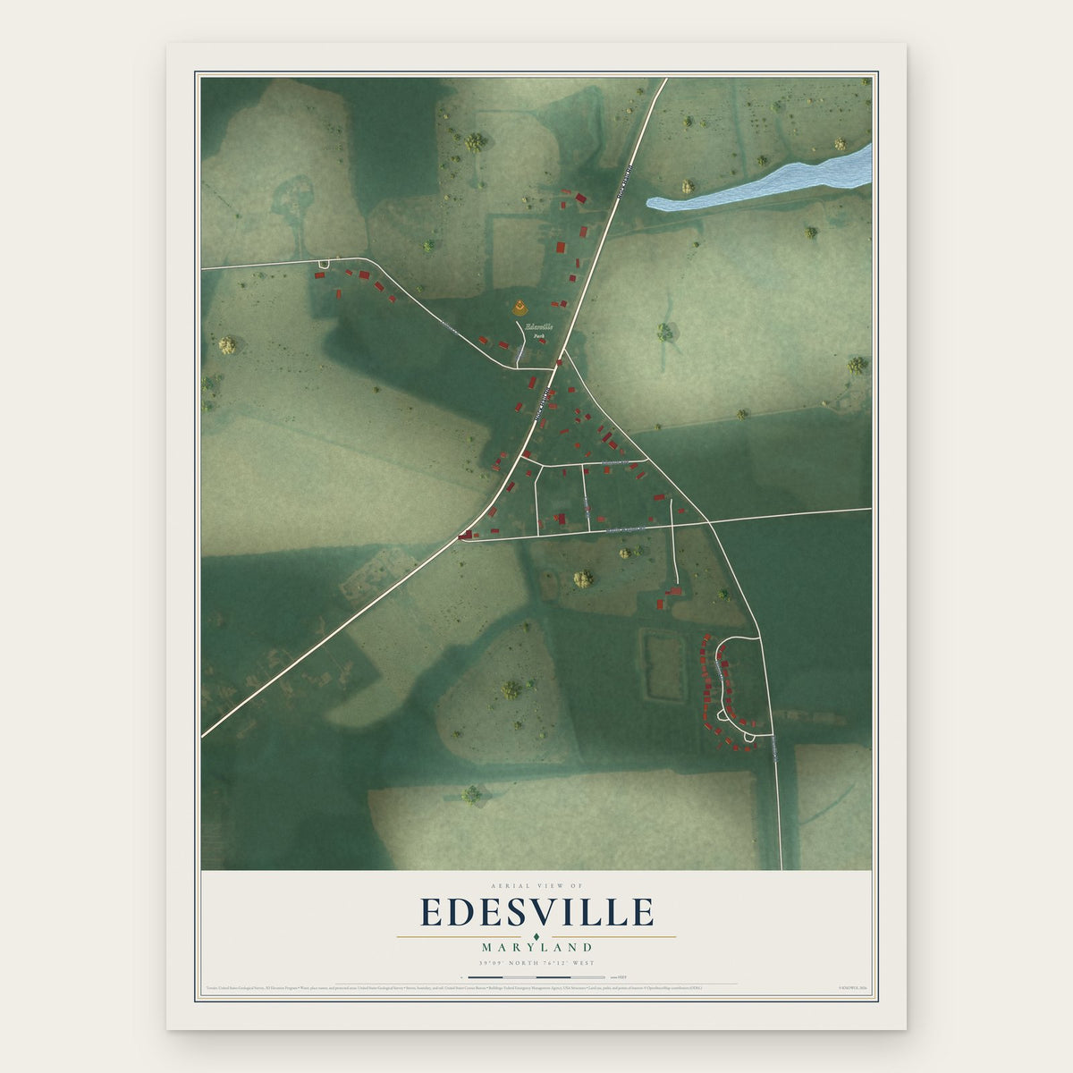 Edesville, Maryland map print, the full design