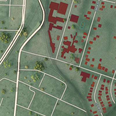 Close-up of the map of Edmonston, Maryland print showing street and building detail
