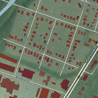 Second close-up of the map of Edmonston, Maryland print showing more streets and buildings