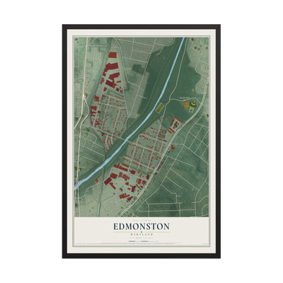 Map of Edmonston, Maryland, 12 x 18 inch print in a black wood frame
