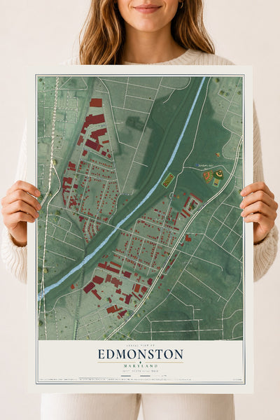 Map of Edmonston, Maryland, 18 x 24 inch unframed archival matte print
