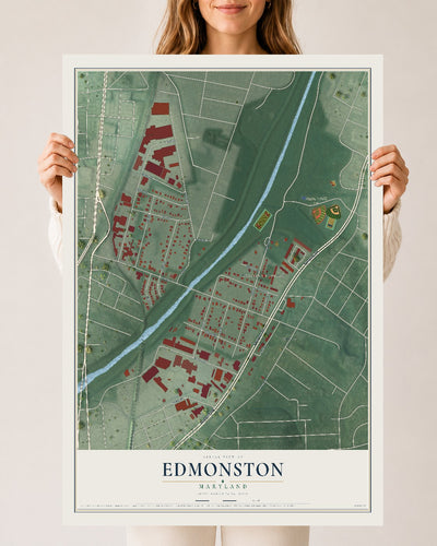 Map of Edmonston, Maryland, 24 x 36 inch unframed archival matte print