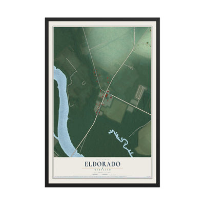 Map of Eldorado, Maryland, 12 x 18 inch print in a black wood frame