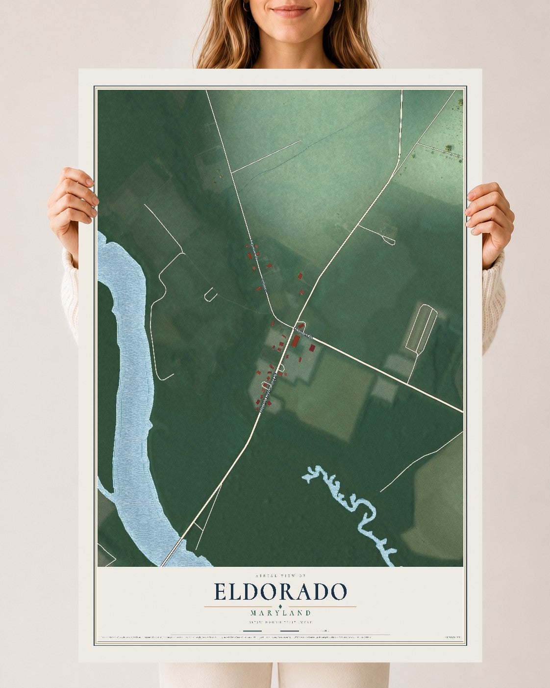 Map of Eldorado, Maryland, 24 x 36 inch unframed archival matte print