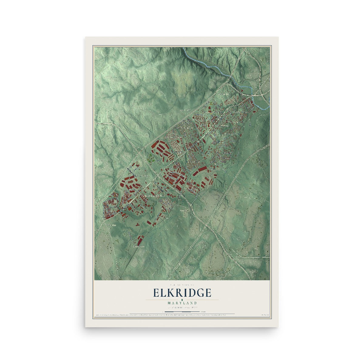 Map of Elkridge, Maryland, 12 x 18 inch unframed archival matte print