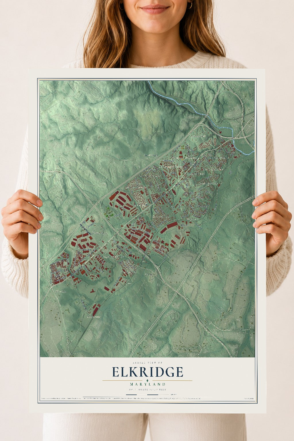 Map of Elkridge, Maryland, 18 x 24 inch unframed archival matte print