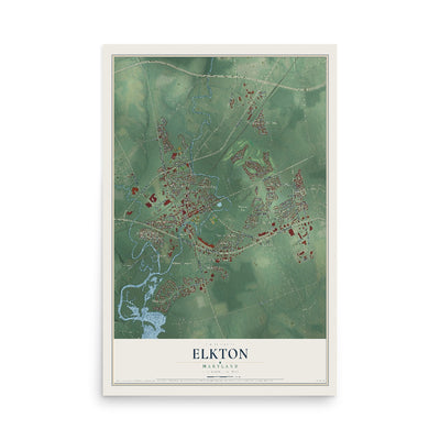 Map of Elkton, Maryland, 12 x 18 inch unframed archival matte print