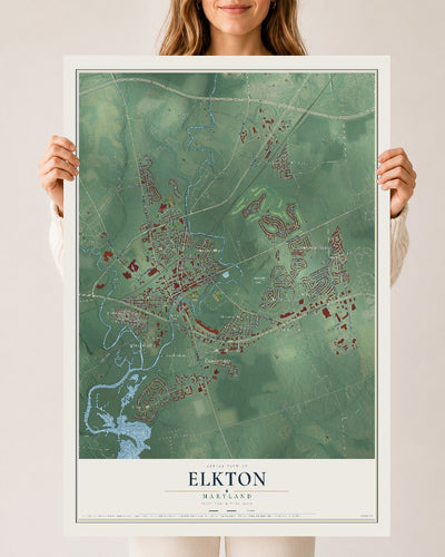 Map of Elkton, Maryland, 24 x 36 inch unframed archival matte print