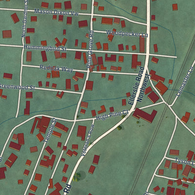 Close-up of the map of Ellerslie, Maryland print showing street and building detail