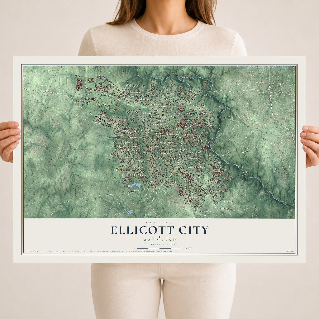 Map of Ellicott City, Maryland, 18 x 24 inch unframed archival matte print